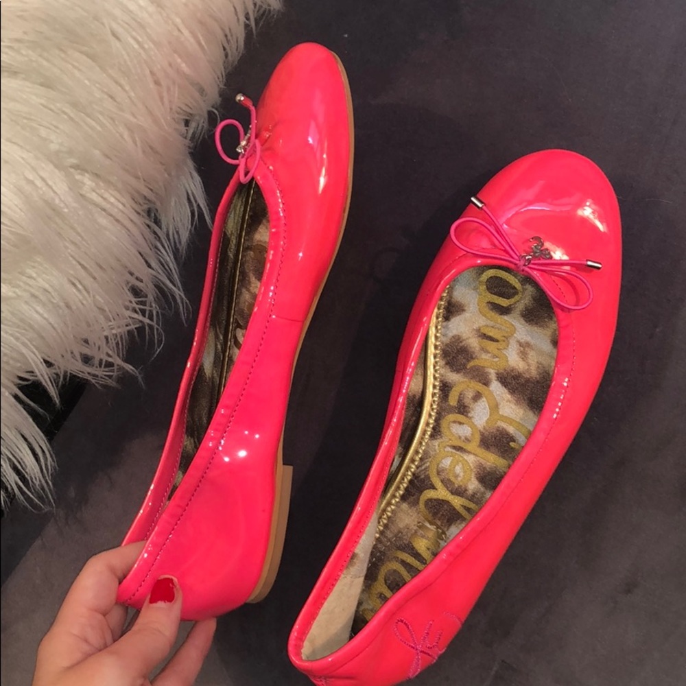 SAM EDELMAN Hot Pink Patent Leather Ballet Flats
